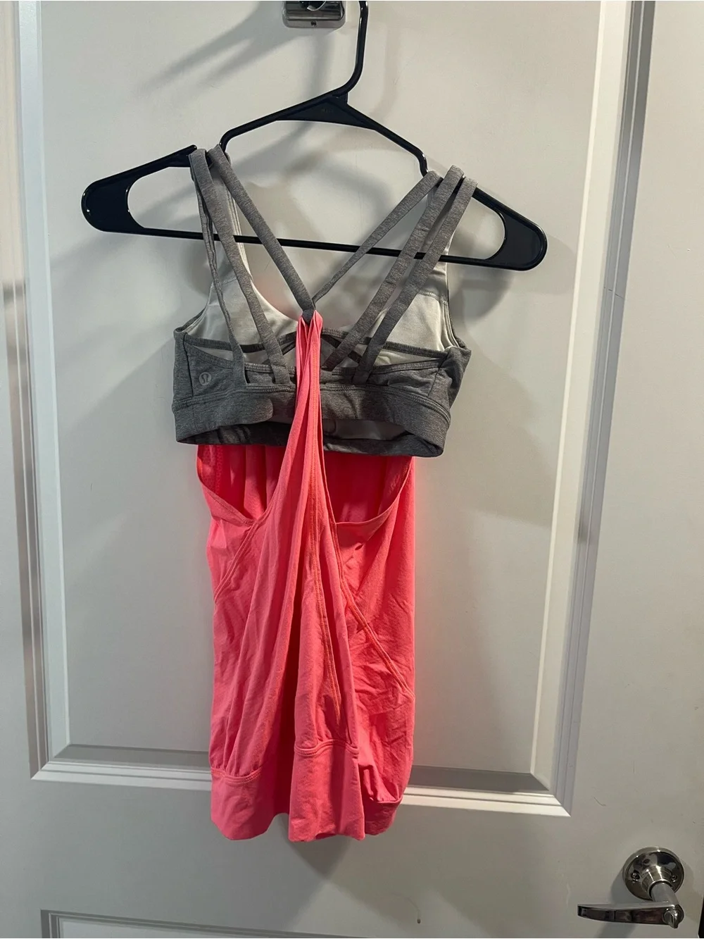 lululemon athletica Pink Front with Gray Strappy Workout Tank